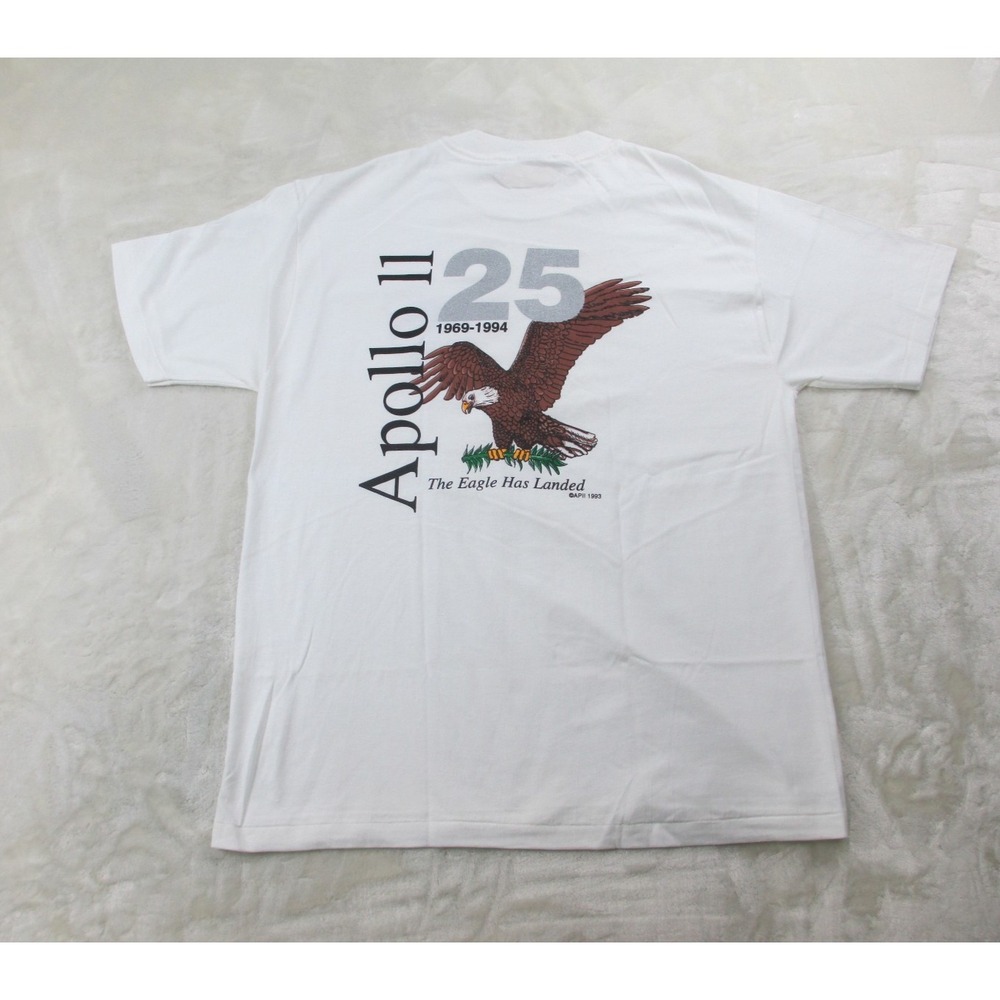VINTAGE NASA Shirt Mens Large White Apollo 11 The Eagle Has Landed 1993*